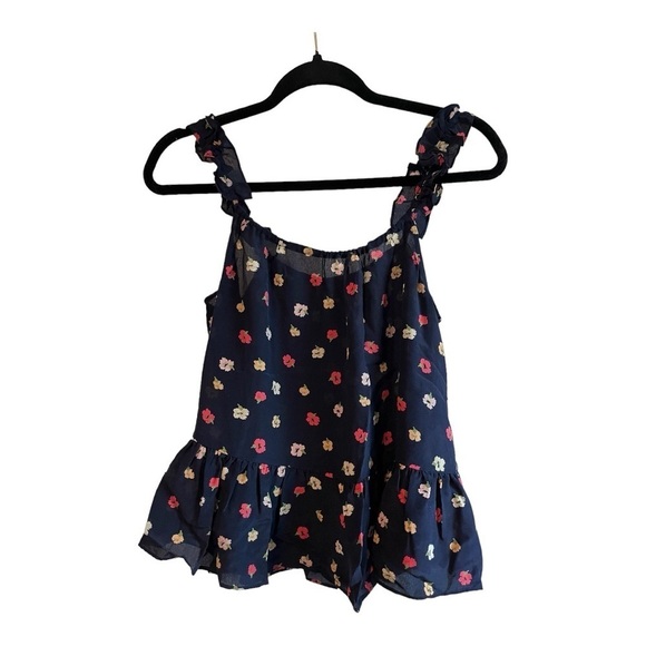 Madewell Silk Ruffle-Strap Cami Top in Confetti Floral Sz 0 in EUC - Picture 3 of 7